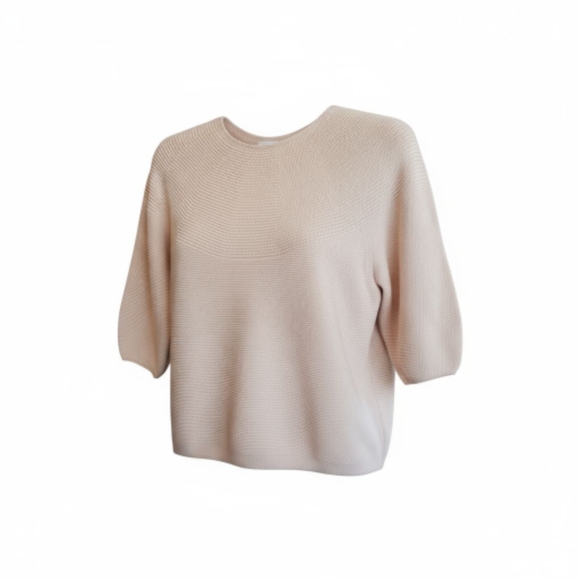 Uniqlo 3D Seamless Cream Crew Neck Sweater Smooth Knit Size XS - Picture 2 of 9
